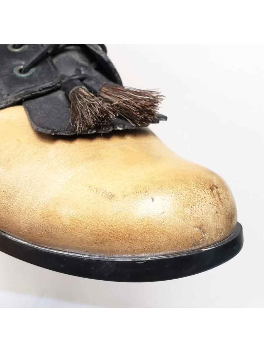Ariat Two-Tone Leather Lace-Up Riding Boots Horse Hair Tassels Black Tan Size 7. - Picture 9 of 14